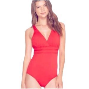 Athena Swim Athena Red One Piece New Swimsuit Sz 16